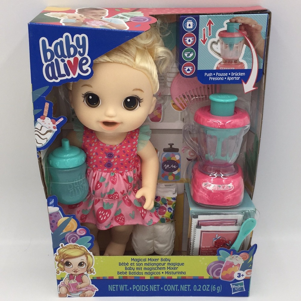 Baby Alive Strawberry Shake Magical Mixer Interactive Baby Doll with Ble…